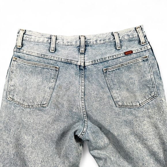 Vintage Rustler Jeans Mens 32x33 Blue Acid Wash Stonewash Cowboy USA Made 80s - Picture 7 of 10